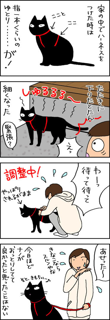 外に出ると細くなる猫の4コマ猫漫画