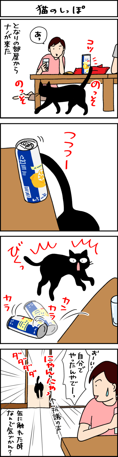 黒猫ナノとキジシロ猫きなこの4コマ猫漫画
